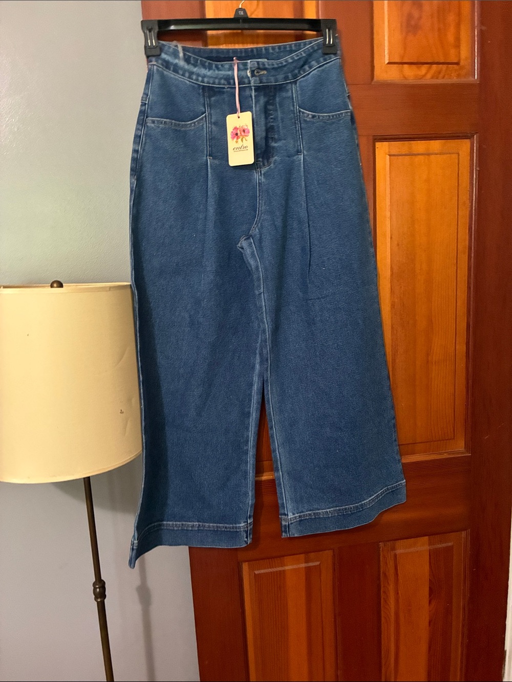 entro Dark Blue Wide-Leg Denim Jeans